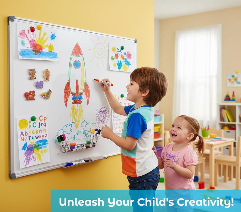 DexBoard 2 Pack 48 x 36 Large Magnetic Dry Erase Board with Removable Marker Tray| Commercial Quality Wall-Mounted Aluminum Message Presentation White Board for Home Office Classroom
