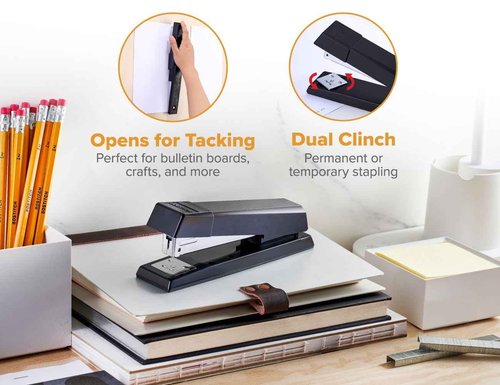 Bostitch Office Stapler, No-Jam Premium for Desktop, Includes 1,250 Staples, Full-Strip, 25 Sheet Capacity, Black, Pack of 12