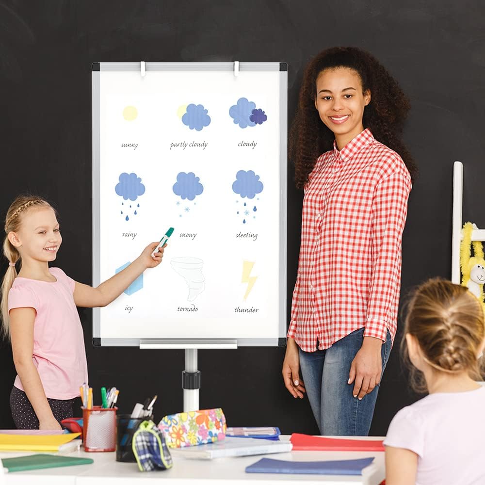 VIZ-PRO ECO Magnetic Whiteboard - 36 X 24 Inches | Rolling Easel Flipchart Stand with Paper Pads