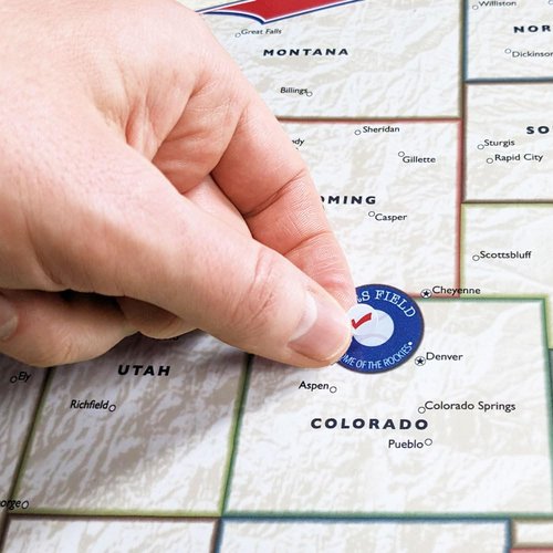 Map Your Travels Ballpark Travel Quest Poster Set | Laminated and Includes Stickers | 17"x28" | Made in the USA