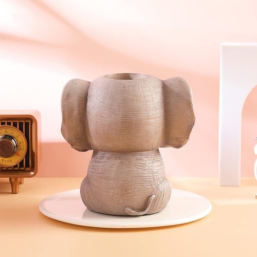 Elephant Pen Pencil Holder, Cute Fashion Desk Organizers Animal Ornament, Makeup Brush Holder Home Office Desk Supplies Organizer Accessory