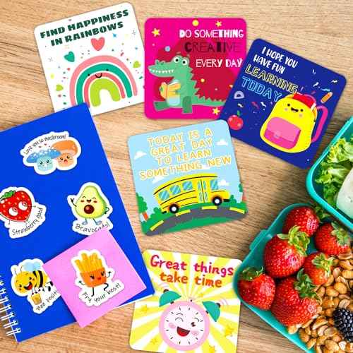 160 Motivational Lunch Notes for Kids, Cute Inspirational Cards Lunch Box Notes for Boys Girls Teens from Mum Funny Pun Cards with 80 Reward Stickers School Gifts