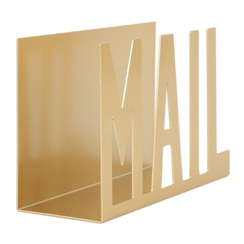 LOCADENCE Mail Organizer, Metal Stylish Hollow Design Desktop Metal Mail Holder, Desktop Mail Holder, Envelope Holder for Bills Letters Papers (Gold)