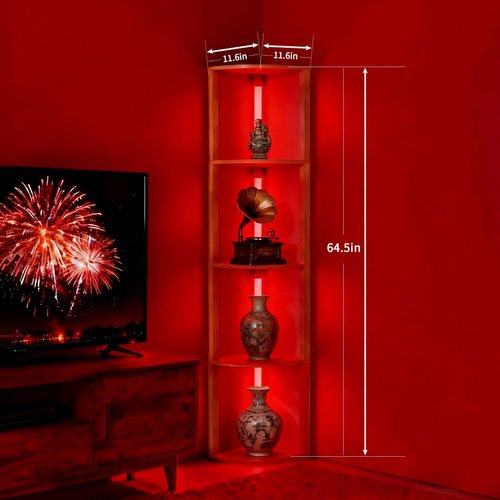 RGBCW Smart Modern Floor Lamp - Color Changing with Music Sync | Whitewashed Oak, Perfect for Living Room & Bedroom