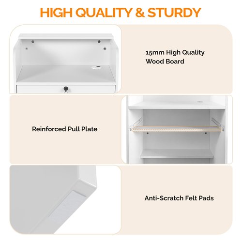 OmySalon Reception Desk with Counter, Small Front Desk w/Lockable Drawer, Wooden Modern Reception Table for Salon Lobby Office Home (White, 24)