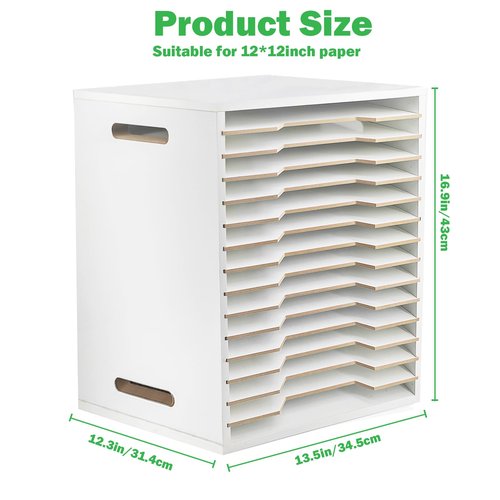 13"x16" Wooden Construction Paper Organizer, 15 Tier Larger Size Literature Organizer with Adjustable Shelves Letter Mail Tray Craft & Stamp Stackable Cardstock Storage Rack for Home Office Classrooms