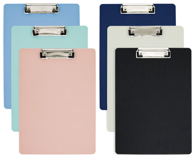 BOMEI PACK Plastic Clipboard, 6Pack Assorted Colors Office Clipboard, 12.5 x 9 Inch