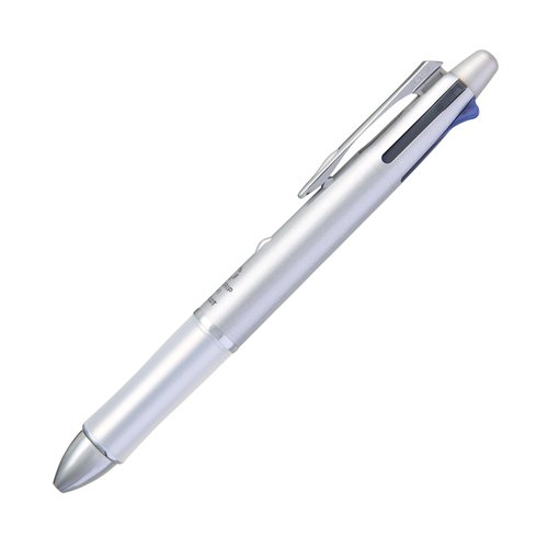 Pilot Dr. Grip 4+1, 4 Color 0.7 mm Ballpoint Multi Pen & 0.5 mm Mechanical Pencil - Silver Body (BKHDF1SFN-S)