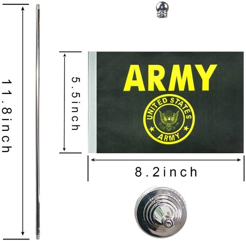 WXTWK 2 Pack American USA Gold Crest Desk Flag Small Mini US Military Table Flags With Stand Base,United States Army Festival Events Celebration Decorations