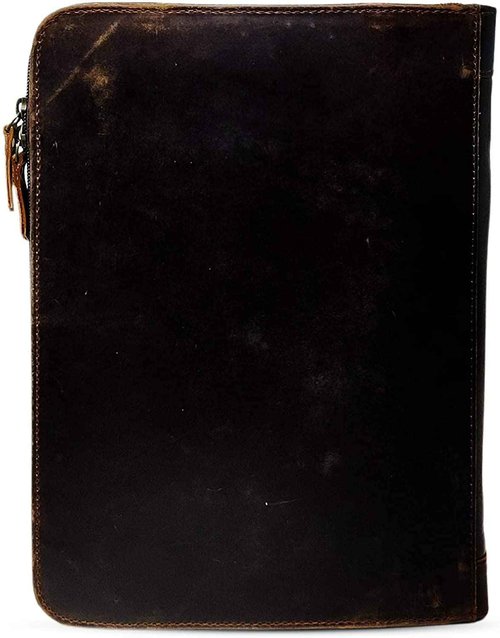 HG-LTHR Genuine Leather Business Portfolio Professional Organizer Men & Women Durable Leather Padfolio with Sleeves for documents & Notepad Compatible with Ipad pro 12.9"