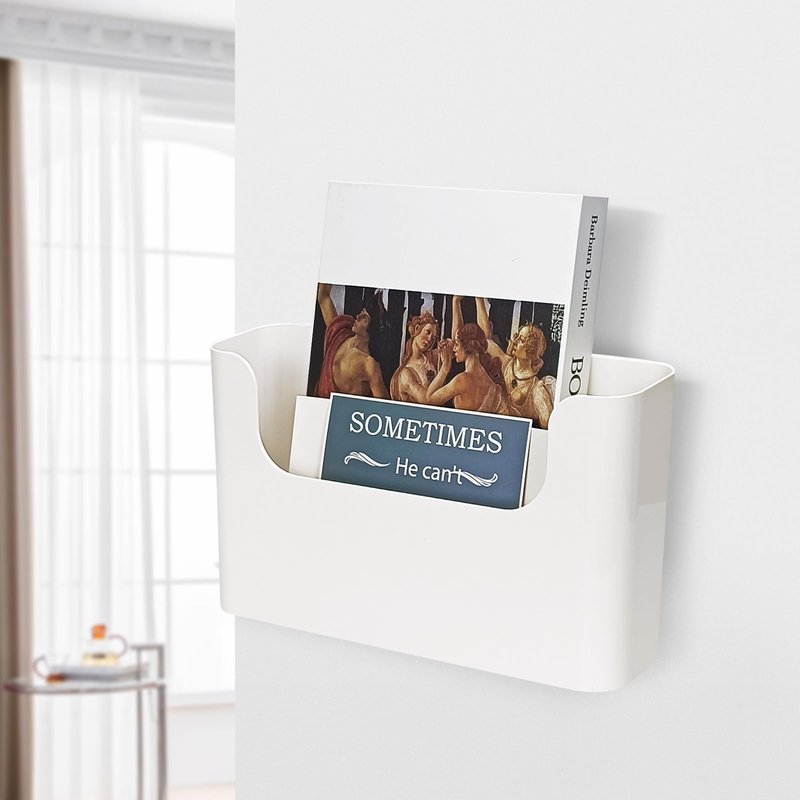 POUYRBA Wall File Holder - White Plastic Wall Mount File Organizer for Office, Home, Classroom