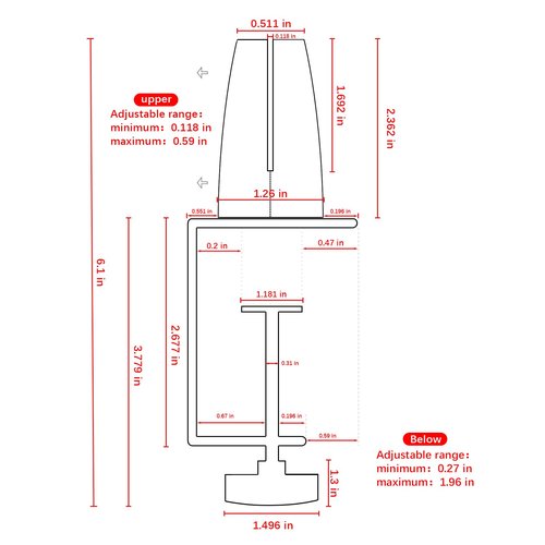 Jhanw Sneeze Guard Support Clips for 1/8" to 0.51" Thick Panel, Adjustable Desk Divider Clips, Aluminum Desk Partition Clamp, Acrylic Plexiglass Partition Clips Black, Desk Privacy Panel Clamps 6 Pack
