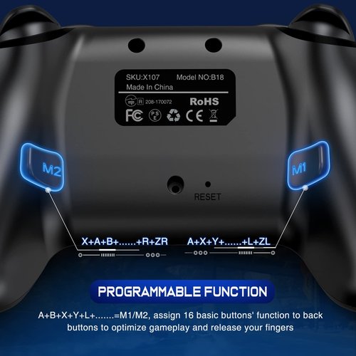 Wireless Switch Controller for Switch/Lite/OLED Controller, Switch Controller with a Mouse Touch Feeling on Back Buttons, Extra Switch Pro Controller with Wake-up,Programmable, Turbo Function