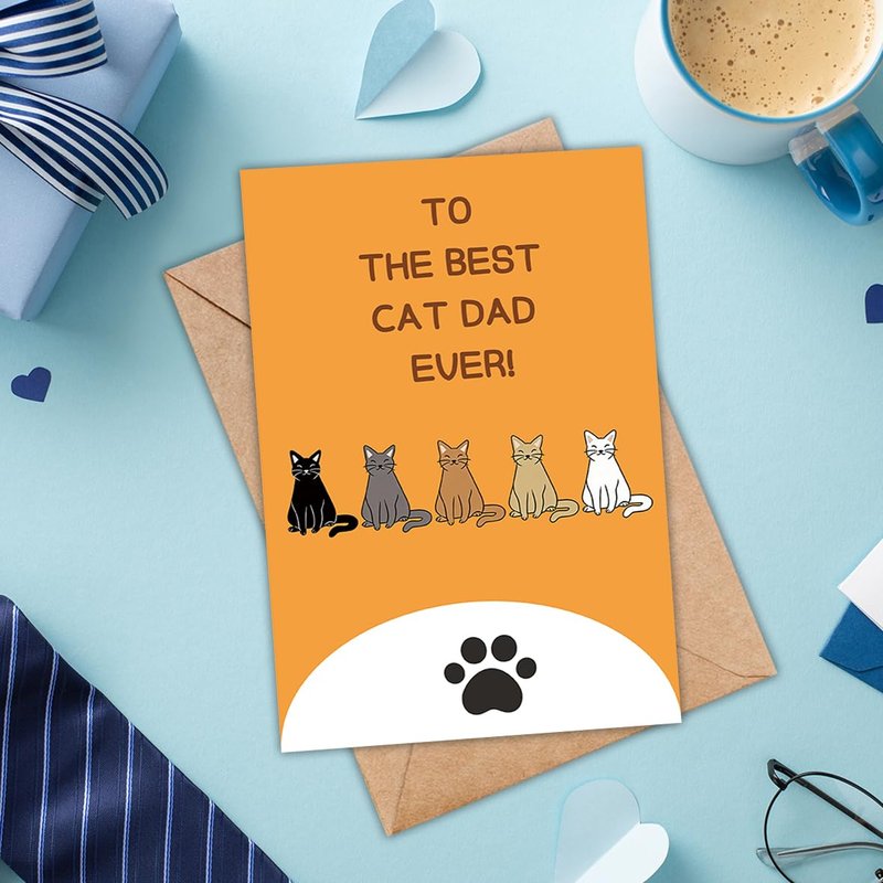 uugtcard Cat Dad Father's Day Card, Fathers Day Card Gift from Cat
