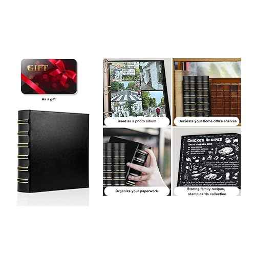 Vintage Hardback 3 Ring Binder 2 Inch, Professional Leather Binders 2 Inch D Ring, Holds 400 Sheets Capacity 2 Pack - Dark Green