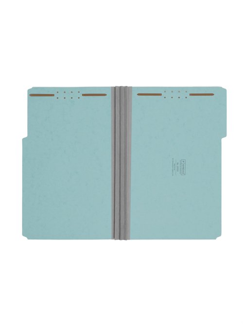Smead 100% Recycled Pressboard Fastener File Folder, 2 Fasteners, 1/3-Cut Tab, 3" Expansion, Legal Size, Blue, 25 per Box (20002)