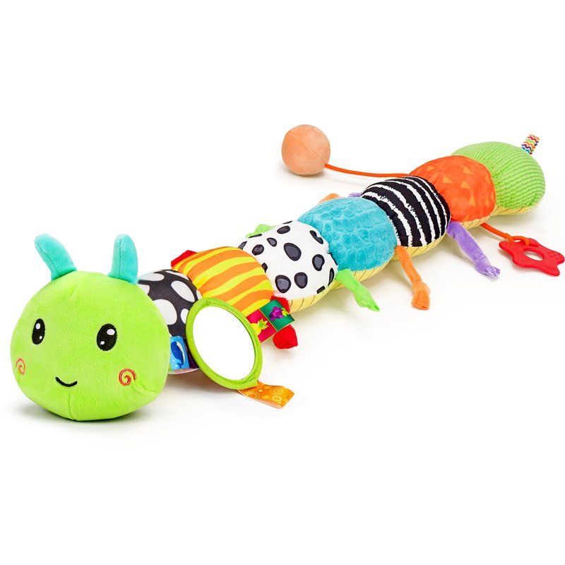 Topsochir Baby Sensory Toys 0-6 Months Music Animal Stuffed Plush Caterpillar Toy for Infant 0-3-6-12 Month Old Tummy Time with Mirror Crinkle Rattle Toys for Newborn Boys Girls Shower Birthday Gifts
