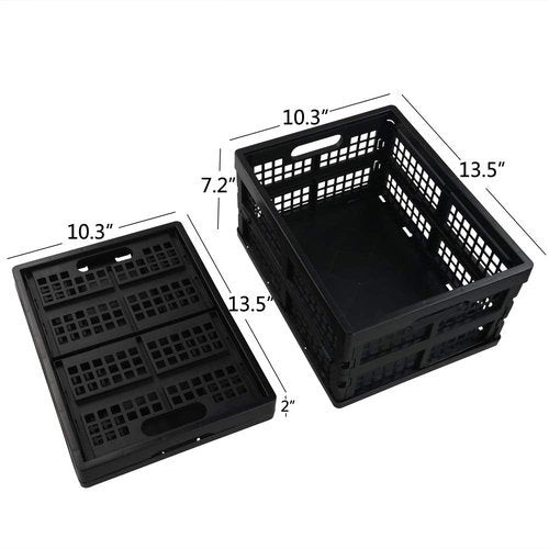 Utiao Black Collapsible Storage Bins, Folding Crate, Plastic Milk Crate, 3 Packs
