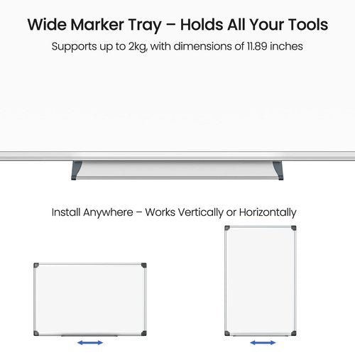 SCRIBANX Magnetic White Board for Wall, 36" x 24" Dry Erase Board Kit with 2 Magnetic Dry Erase Markers, 4 Magnets, Eraser, Pen Tray & Mounting Kit – White Board Dry Erase for Home, Office, School