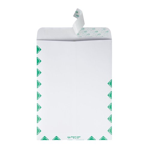 Quality Park 9 x 12 Catalog Mailing Envelopes, First Class Border, Redi-Strip Self Seal Envelope Closure, 28 lb White Wove Paper, 100 per Box (QUA44534)