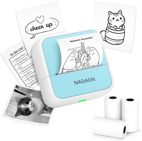 NADAIIN Sticker Printer - Mini Portable Thermal Printer Inkless Sticker Maker Machine Bluetooth Pocket Label Maker for Study Graphics, Anatomical Diagrams, Photos, Students