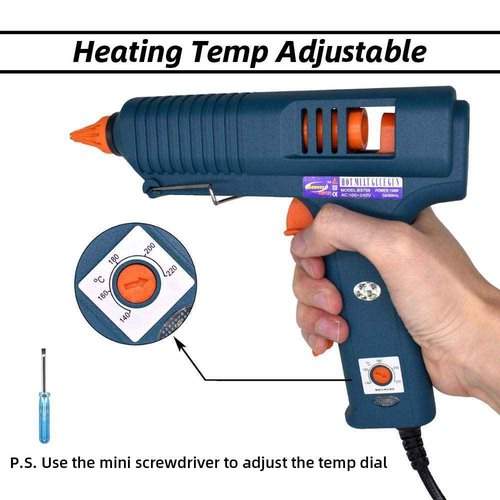 Craft Glue Gun Set, 150 Watts with 3 Copper Nozzles Temperature Adjustable DIY Repair Tool Professional Melting Glue Gun Include wrench, nozzles tips, silicone mat and 5 glue sticks