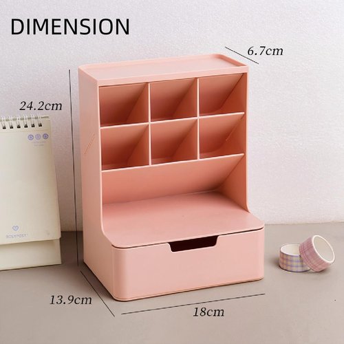 Saikvi Desk Organizer with Drawer Pink Pen Holder Workspace Organizers Office Desk Accessories and Workspace Organizers for Home Office Organization
