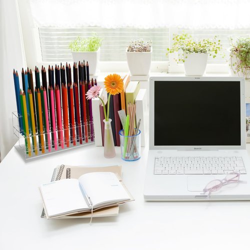 Cabilock Acrylic Pen Holder Stand, 48-Slot Clear beadable Pen Display Stand, Pencils Eyebrow Art Brushes Makeup Brush Organizer for Home Office Desk School