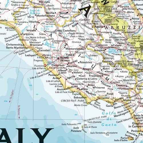 National Geographic: Italy Classic Wall Map - 23.25 x 34.25 inches - Art Quality Print
