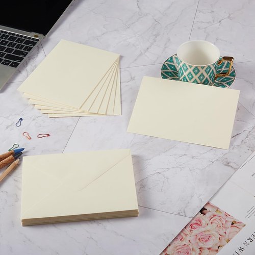 Colorful A7 Envelopes - 100 Pack for Greeting Cards | Perfect for Birthdays, Weddings & Baby Showers (Cream, 5.24 x 7.24 Inches)