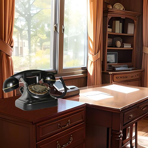 GHYTMTHOT Rotary Phone, Vintage Landline Rotary Black Vintage Phone, Used for Home and Office Desk.