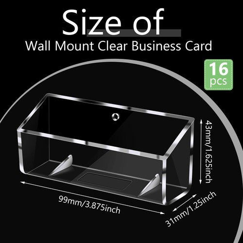 Eersida 16 Pcs Business Card Holder Wall Mount Clear Acrylic Display Stand for Office Desk Fits Standard Size Business Cards - Plastic Support Parts Need to Be Assembled at the Bottom