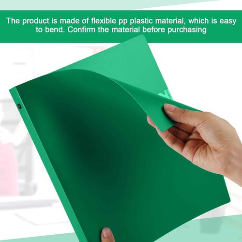Henoyso 36 Pcs 3 Ring Binder 1/2'' Round Fits Letter Size 8. 5'' x 11'' Paper Plastic Flexible Binder Holds 100 Sheets with 1 Pockets Versatile Organizer for Office Home School (Green)