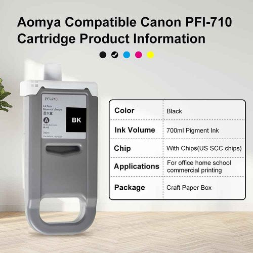 Aomya Compatible Canon PFI-710BK PFI710 PFI-710 Ink Cartridge for Canon imagePROGRAF TX-3000 TX-2000 TX-4000 TX-5000 Printers(Black Pigment Ink,700ML)…