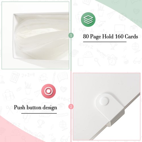 Geyee 2 Pcs 3 x 5 Inch Index Card Holder Binder Note Book Recipe Card Organizer Pouches Clear Plastic Sleeves Flashcard Filing Products with Divider for Office, Total 160 Page, Hold 320 Piece