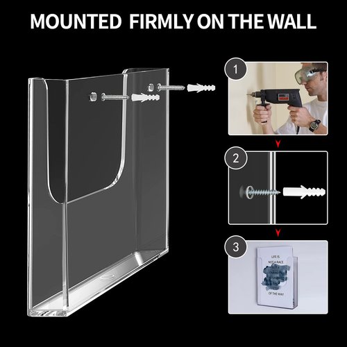 zavekia Acrylic Brochure Holder, 2 Packs 8 x 11.5 Inches Brochure Holder Wall Mount Flyer Holder Clear Literature Holders Magazine Holder,Mail Holder For Wall (8 x 11.5 in / 2 pack)