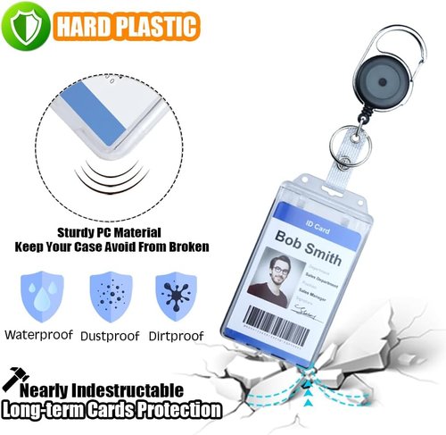 DiDiSTAR ID Badge Holder | 3-Pack Vertical Clear Heavy-Duty Protector for Office & Student IDs
