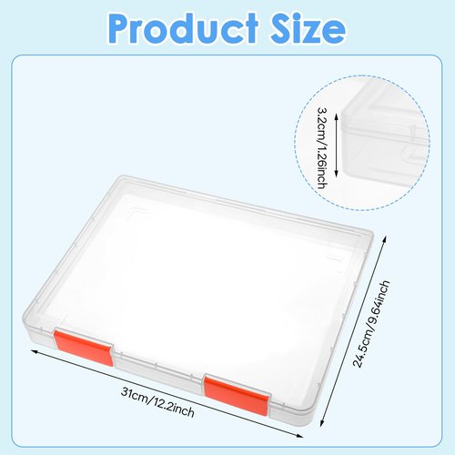 cobee 6 Pack Plastic A4 File Box, Clear Scrapbook Paper Storage Magazine Protectors for Collectors A4 File Box US Letter Organizers Holder Office Document Holder Plastic Board Game Storage