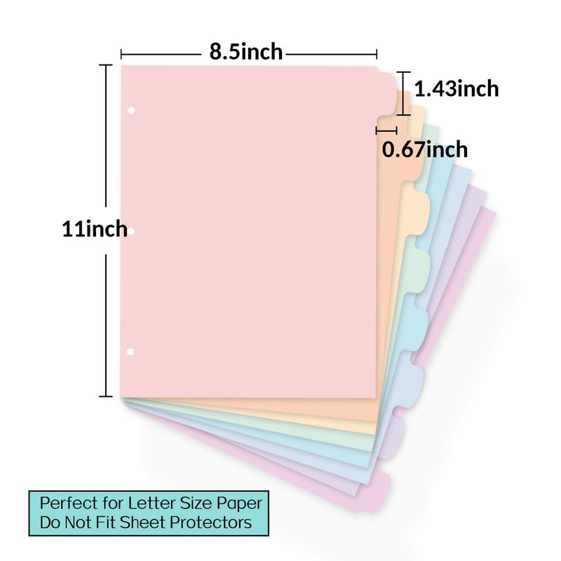 Sooez 8 Tabs Long-Lasting Plastic Write & Erase Large Tabs Dividers for 3 Ring Binder, Aesthetic Cute Pastels Binder Dividers for Student, Teacher, Office, Home Organizers, 2 Sets, Muted