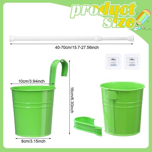 Fullhawl 6 Pcs Pencil Holder Crayon Organizer for Classroom Metal Iron Wall Crayon Organizer Hanging Art Storage Buckets with Retractable Pole Bucket Planter for Classroom Back to School Supplies