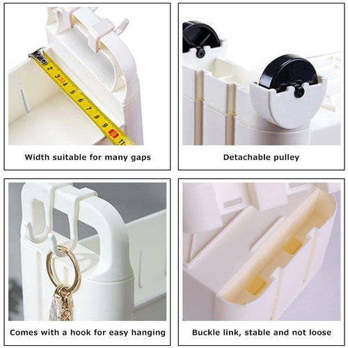 3.54 Slim Storage Cart Durable Bathroom Organizer Slide Out Storage Cart Rolling Utility Cart Slide Out Organizer Narrow Shelf Rack for Kitchen Bathroom Study Office