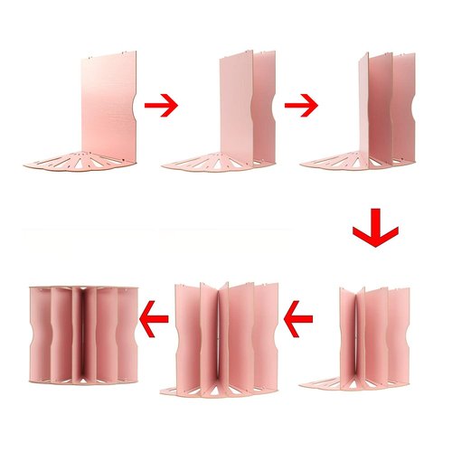 5 Sections Assembly File Sorter Buckle Design Office Wood File Organizer Document Desktop Folder for Home Students DIY Organization, Fan-Shaped Mail Letter Desk File Holder, Pink