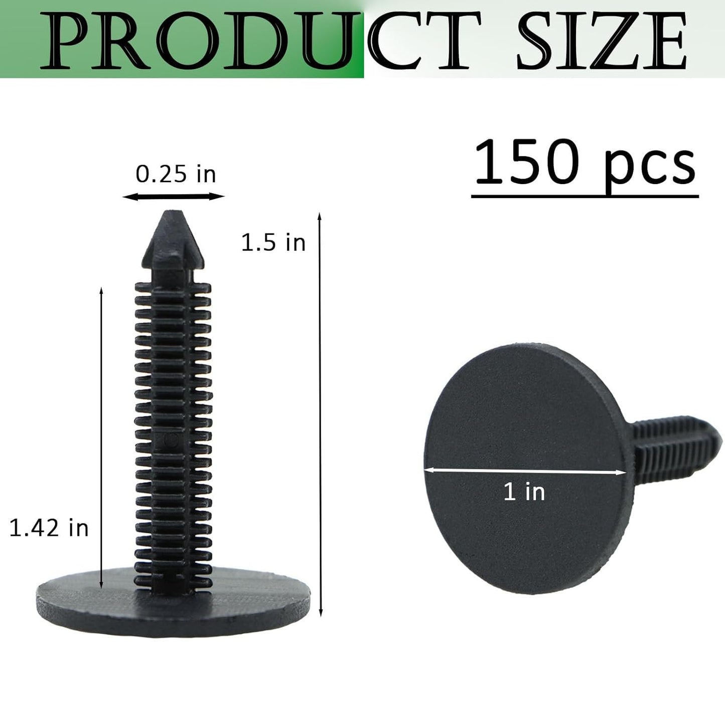 1 3/8'' Foundation Pins & Plastic Insulation Masonry Fasteners - Christmas Tree Auto Fasteners for Crawlspace Poly Liners, White Foam Board (150 Pack)