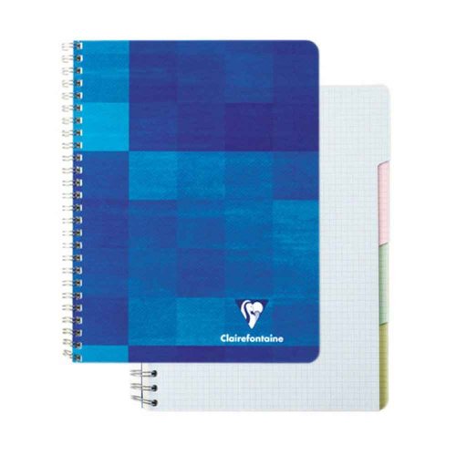 Clairefontaine Wirebound Notebook - Graph w/4 tabs 112 sheets - 8 1/4 x 11 3/4 - Sold Individually (Assorted Cover Color Chosen at Random)