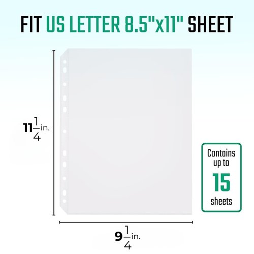 FLEXOFFICE 500 Pack, 8.5 x11 Clear Sheet Protectors, Page Protectors Heavy Duty for 3 Ring Binder, Top Loading Plastic Sleeves