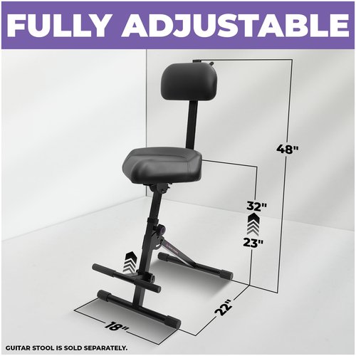 Liquid Stands Adjustable Backrest for LS MS1150 & MS1092B – 1010–1220mm Height/Depth, Spring Knob Adjustment, Built-in Guitar Holder – Compatible Piano Bench Support