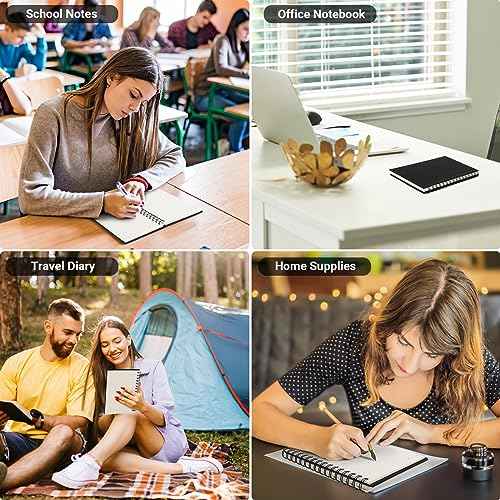 EUSOAR Spiral College Ruled Notebook, 12packs A5 5.5" x 8.3" 160Pages/ 80Sheets, Black Thick Hardcover, Tear-off 100GSM Lined Paper, 1 Subject Notepad for Office Meeting Business School Note Taking