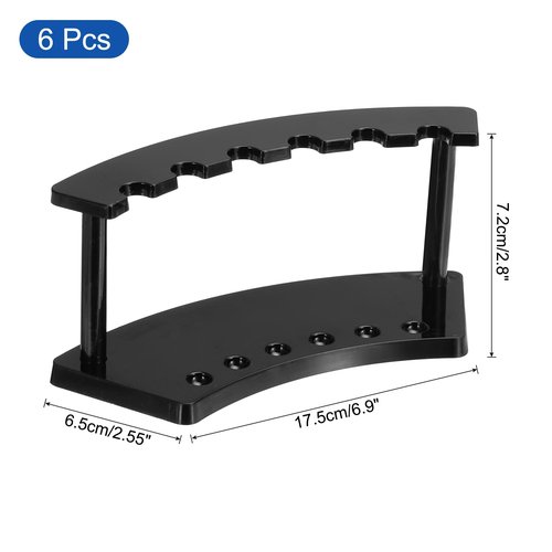 uxcell 6 Pack Plastic Pen Holder, 6-Slot Acrylic Pen Display Stand, Eyebrow Pen Rack, Makeup Brush Organizer for Office Home Store(Vertical Black)