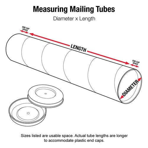 Aviditi White Mailing Tubes with Caps, 3" x 26", Pack of 24, for Shipping, Storing, Mailing, and Protecting Documents, Blueprints and Posters