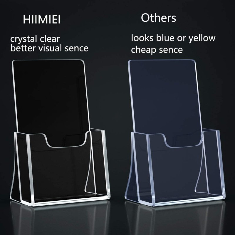HIIMIEI Brochure Holder 8.5 x 5.5 inches, Acrylic Flyer Holder with 6 Pack, Plastic Stands for Displaying Magazines, Pamphlets, Literature, Brochures, Booklets, Menu